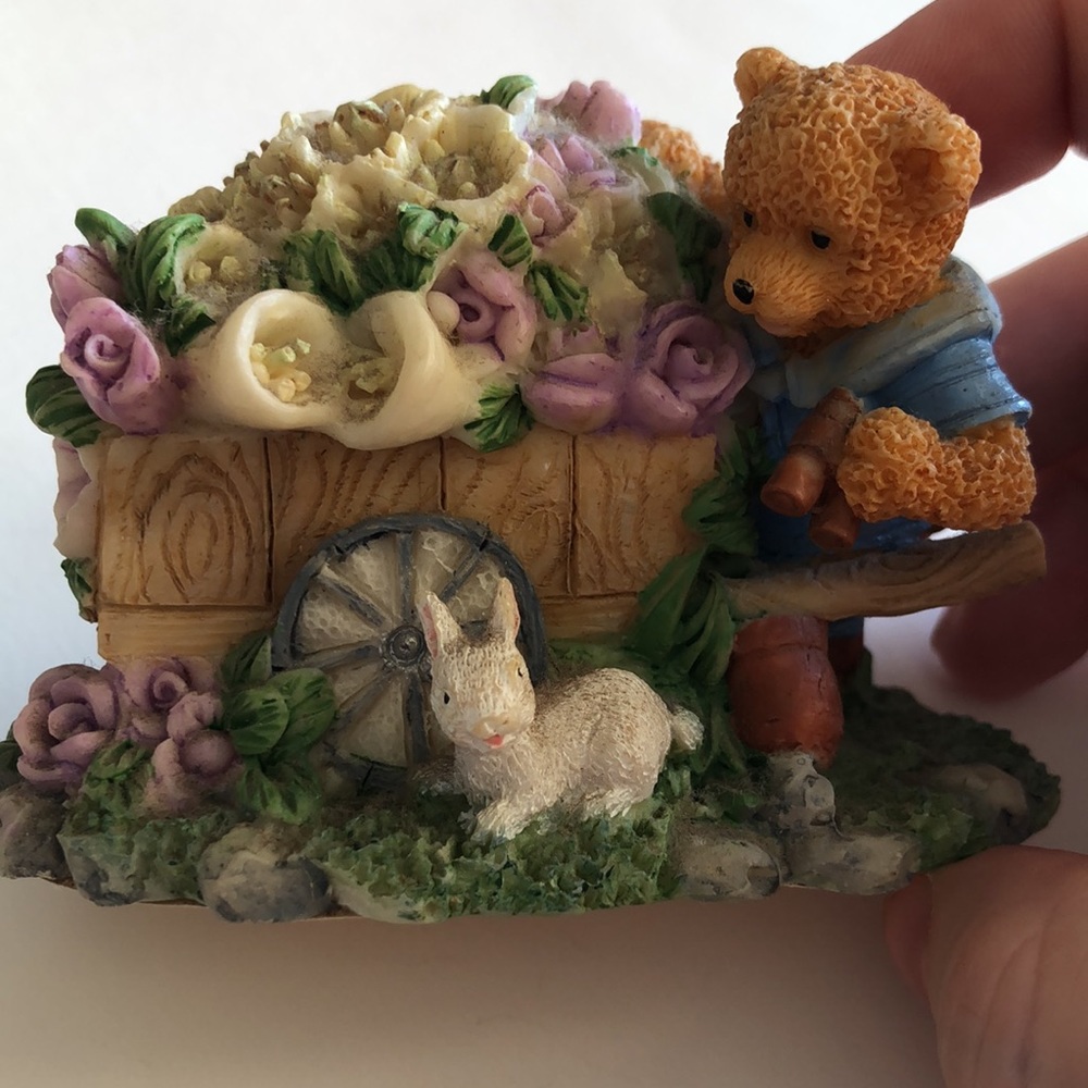 Happy Spring Flower Garden Teddy Bear Figurine - Picture 7 of 16